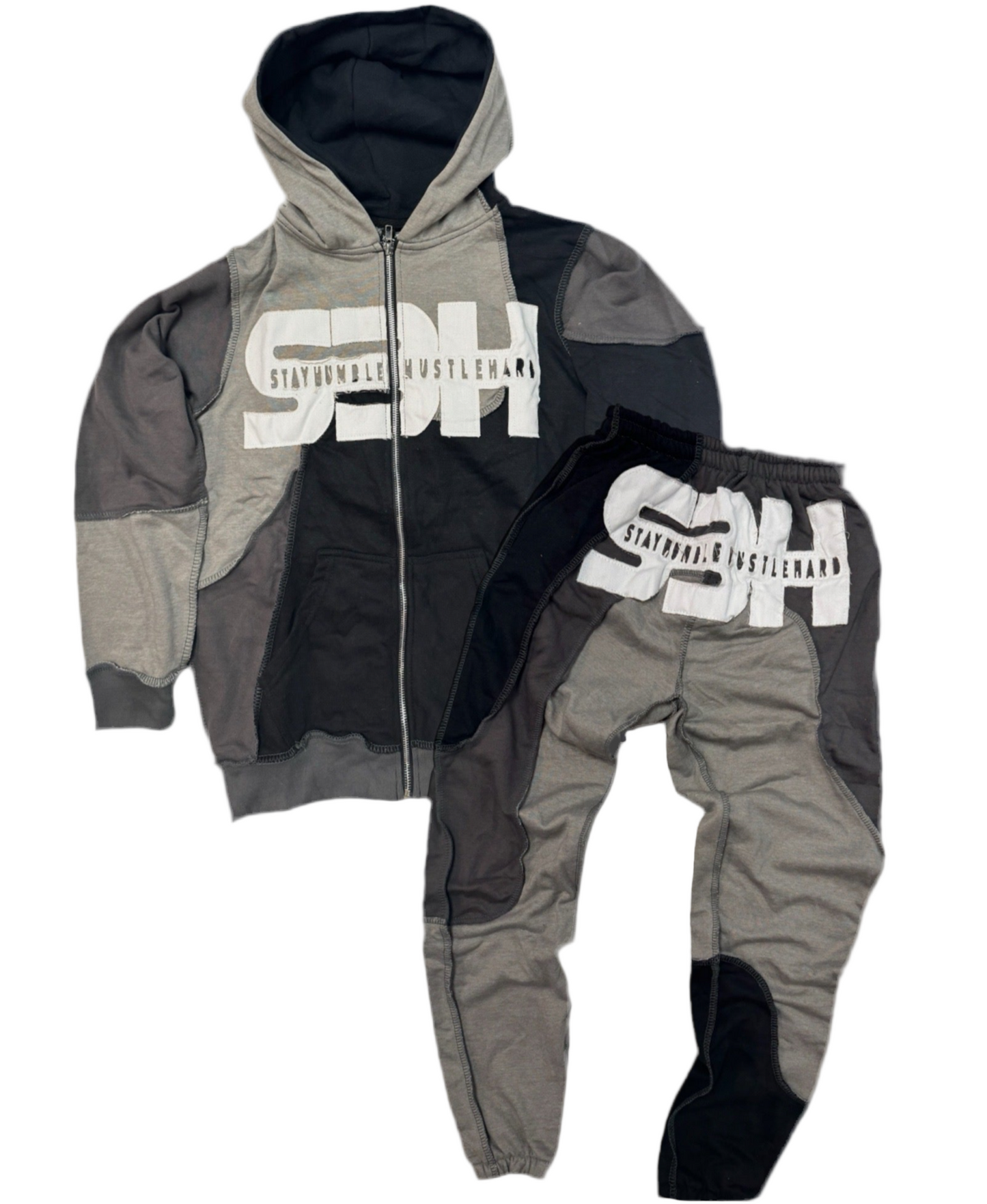 S3H MULTI-COLOR BLOCKING DISTRESS SWEATSUITS