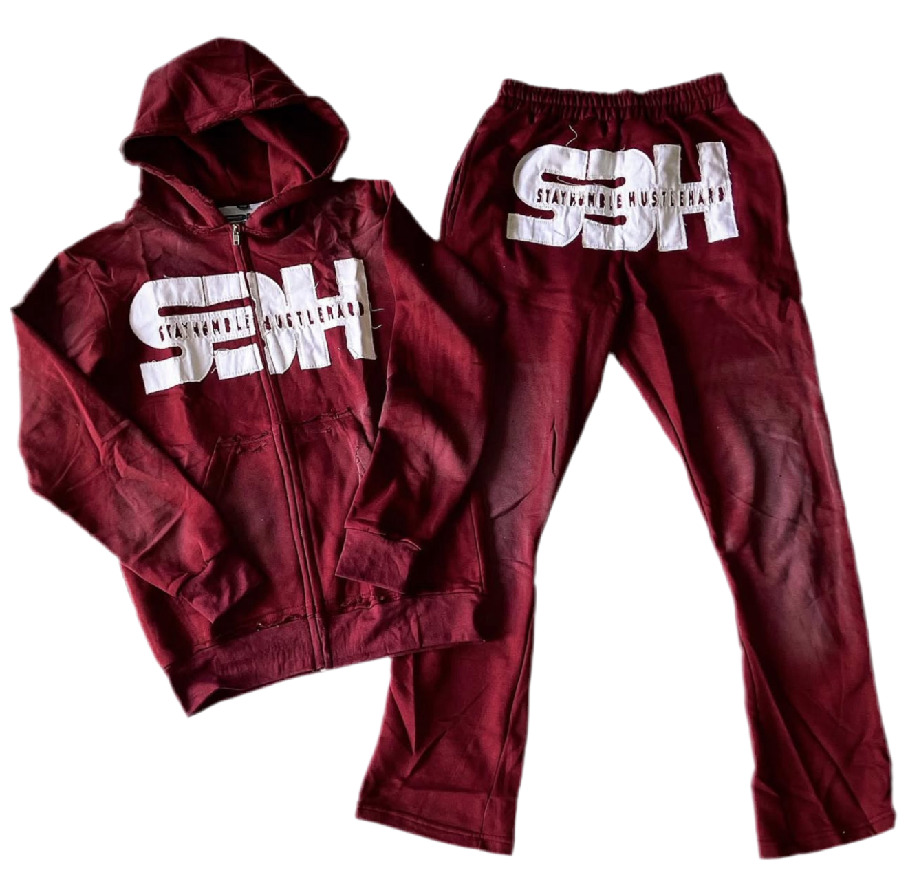 S3H DISTRESSED ACID WASHED ZIP UP SWEATSUITS