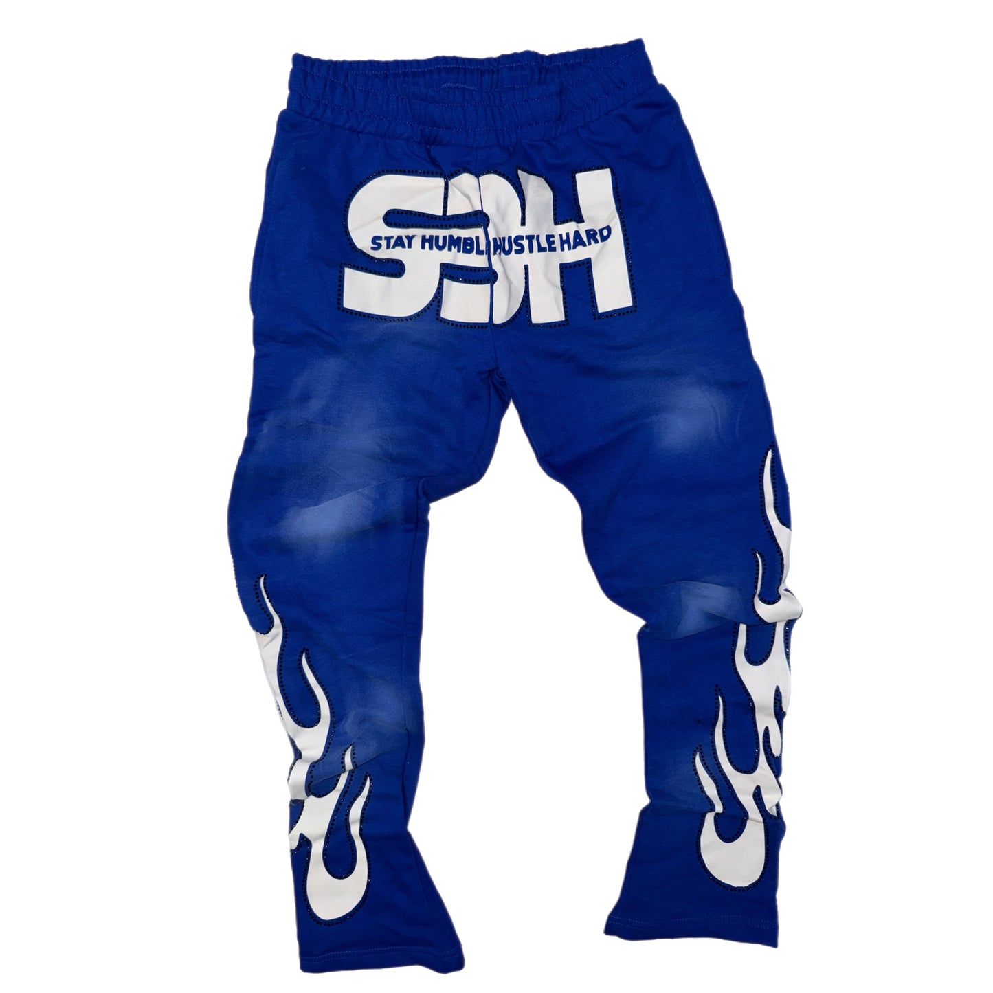 S3H FLAME RHINESTONE STACKED SWEATSUIT- BLUE