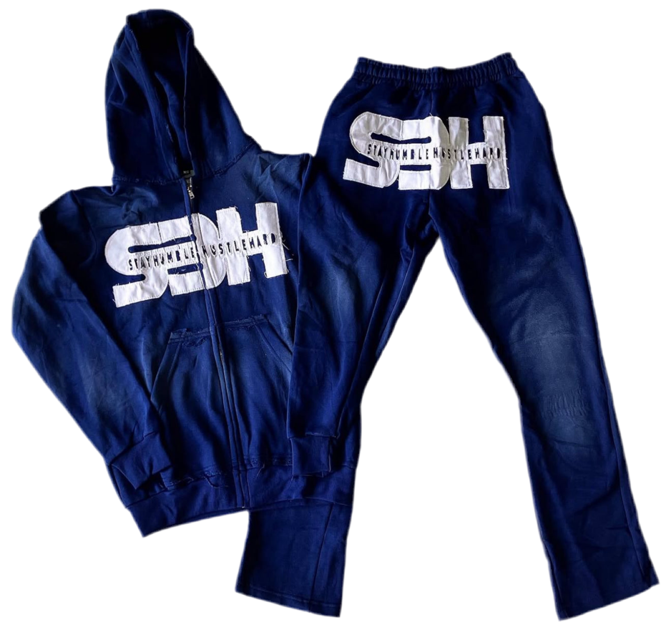 S3H DISTRESSED ACID WASHED ZIP UP SWEATSUITS