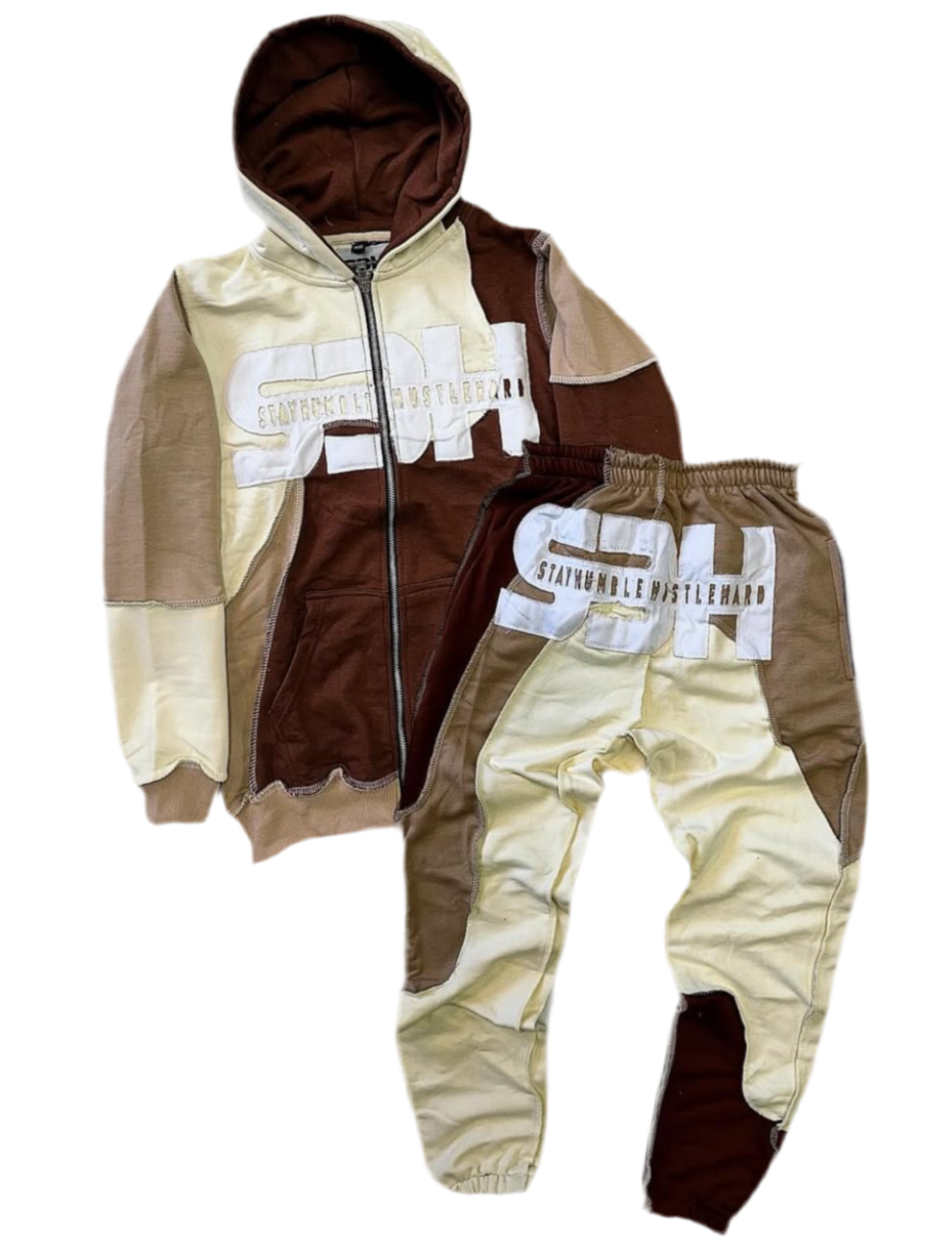 S3H MULTI-COLOR BLOCKING DISTRESS SWEATSUITS