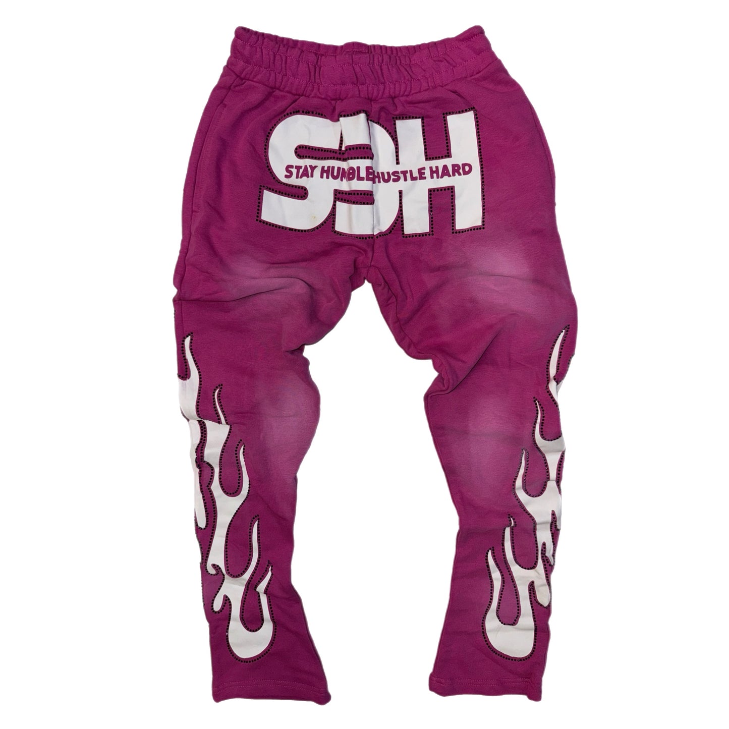 S3H FLAME RHINESTONE STACKED SWEATSUIT- PINK