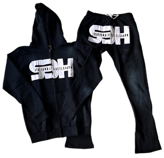 S3H DISTRESSED ACID WASHED ZIP UP SWEATSUITS