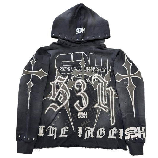 S3H CROSS CROPPED RHINESTONE HOODIES