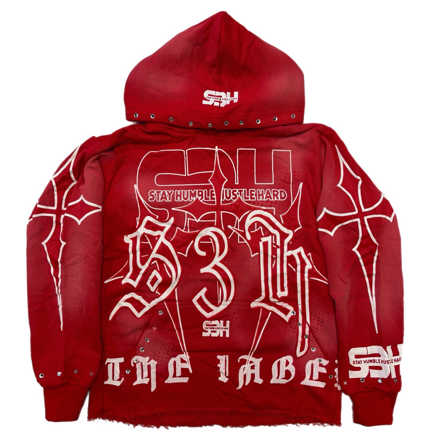 S3H CROSS CROPPED RHINESTONE HOODIES
