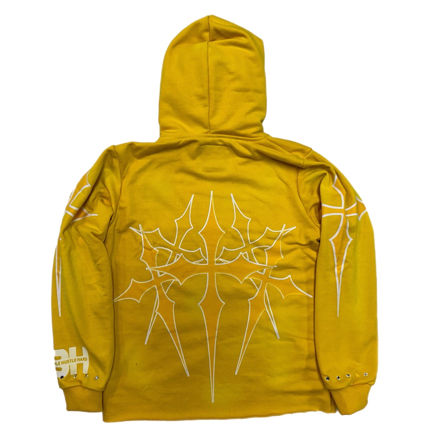 S3H Cross Rhinestone Cropped Hoodie - Yellow Cropped Cut