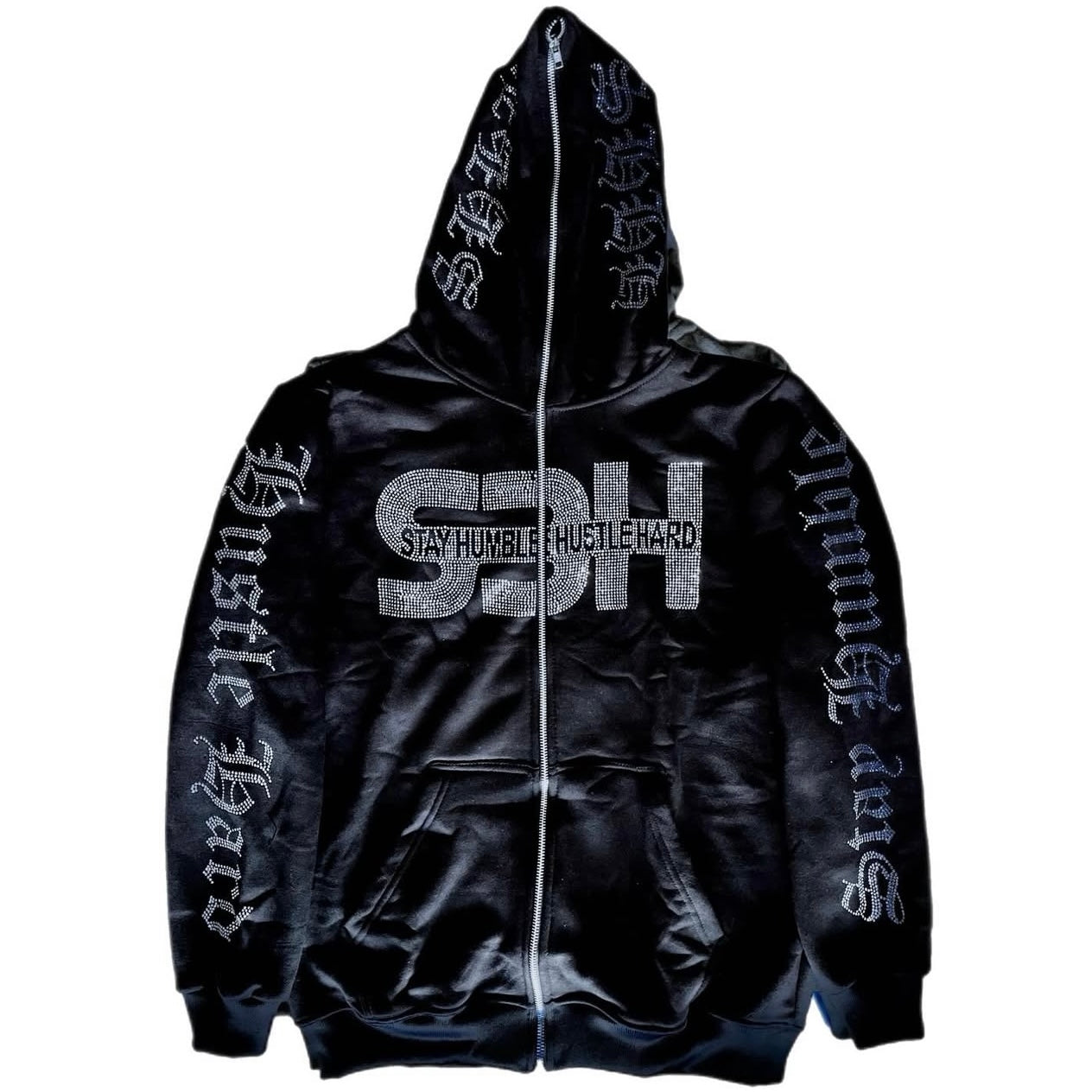S3H Angel Rhine Stone Full Zip Up Hoodie